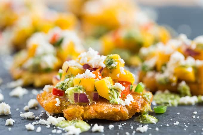Fernie-Inspired Tostones: Mango Salsa & Unique Cilantro Chimichurri